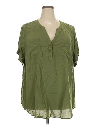 Pre-owned Torrid Short Sleeve Henley Shirt In Green