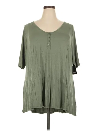 Pre-owned Torrid Short Sleeve Henley Shirt In Green