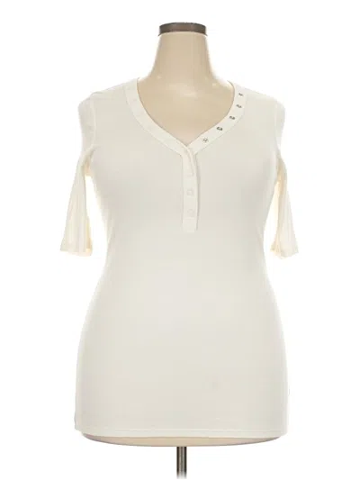 Pre-owned Torrid Short Sleeve Henley Shirt In Ivory