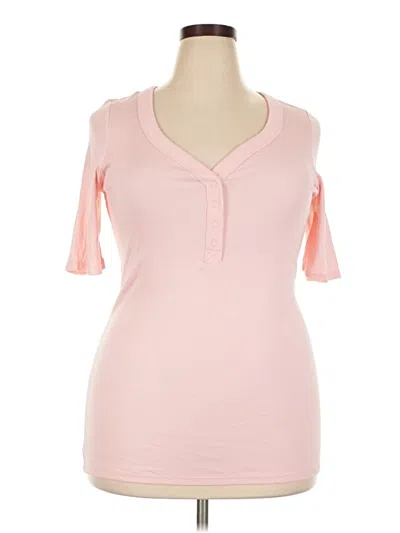 Pre-owned Torrid Short Sleeve Henley Shirt In Pink
