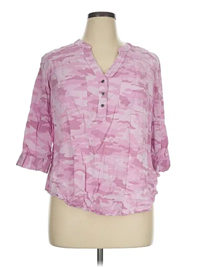 Pre-owned Torrid Short Sleeve Henley Shirt In Pink
