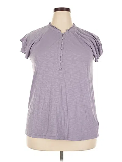 Pre-owned Torrid Short Sleeve Henley Shirt In Purple