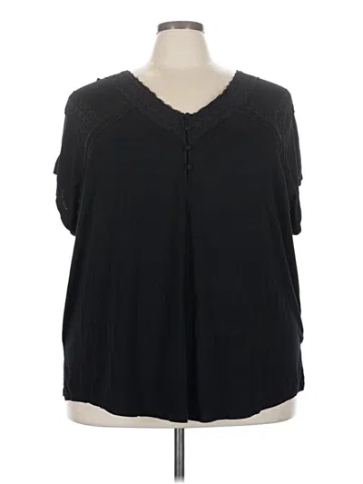Pre-owned Torrid Short Sleeve Top Black Cold Shoulder Neckline Tops