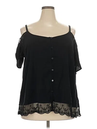 Pre-owned Torrid Short Sleeve Top Black Cold Shoulder Neckline Tops
