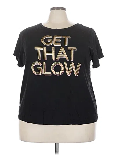 Pre-owned Torrid Short Sleeve Top Black Graphic Pattern Crew Neck Tops