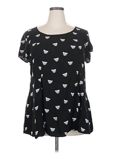 Pre-owned Torrid Short Sleeve Top Black Hearts Pattern Sweetheart Neckline Tops