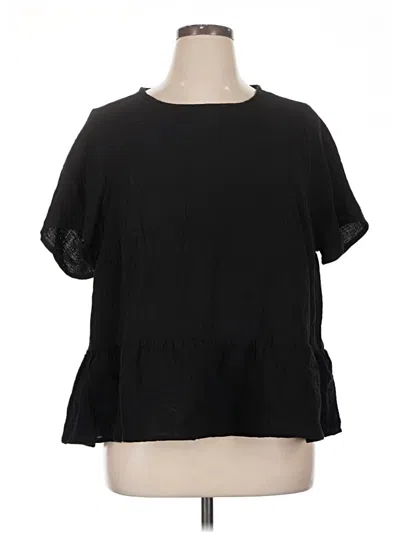 Pre-owned Torrid Short Sleeve Top Black Keyhole Neckline Tops