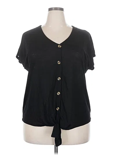Pre-owned Torrid Short Sleeve Top Black Keyhole Neckline Tops