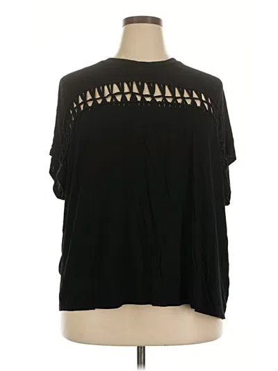 Pre-owned Torrid Short Sleeve Top Black Keyhole Neckline Tops