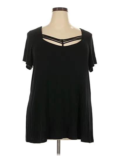 Pre-owned Torrid Short Sleeve Top Black Keyhole Neckline Tops