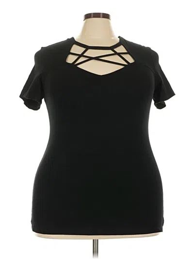 Pre-owned Torrid Short Sleeve Top Black Keyhole Neckline Tops