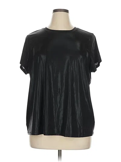 Pre-owned Torrid Short Sleeve Top Black Metallic Pattern Mock Neckline Tops