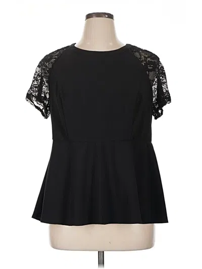 Pre-owned Torrid Short Sleeve Top Black Mock Neckline Tops
