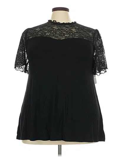 Pre-owned Torrid Short Sleeve Top Black Mock Neckline Tops