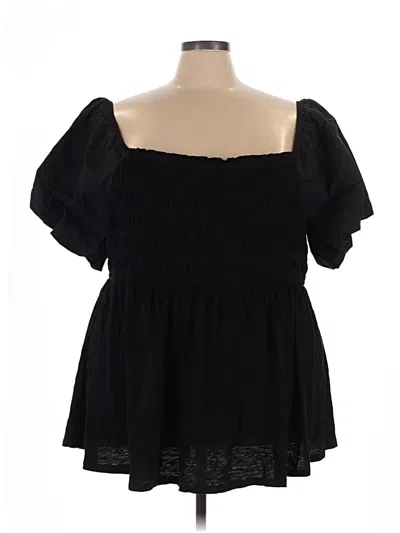 Pre-owned Torrid Short Sleeve Top Black Off The Shoulder Neckline Tops
