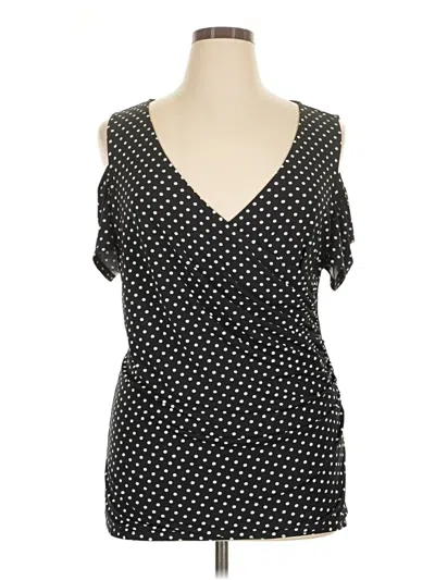 Pre-owned Torrid Short Sleeve Top Black Polka Dots Pattern Cold Shoulder Neckline Tops