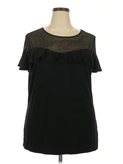 Pre-owned Torrid Short Sleeve Top Black Ruffles Neckline Tops