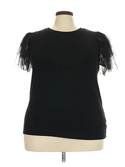 Pre-owned Torrid Short Sleeve Top Black Ruffles Neckline Tops