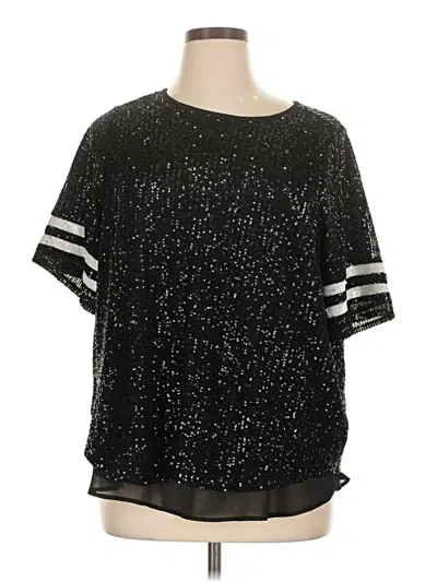 Pre-owned Torrid Short Sleeve Top Black Stars Pattern Crew Neck Tops