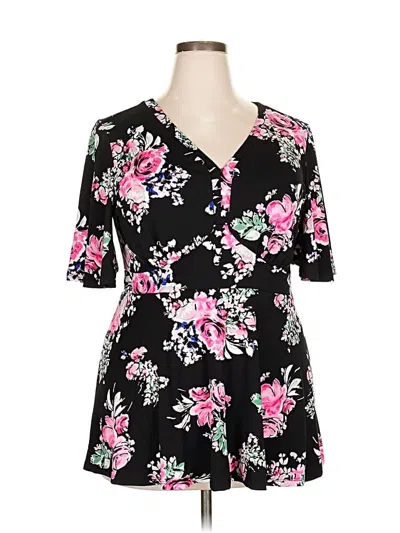 Pre-owned Torrid Short Sleeve Top Black Sweetheart Neckline Tops