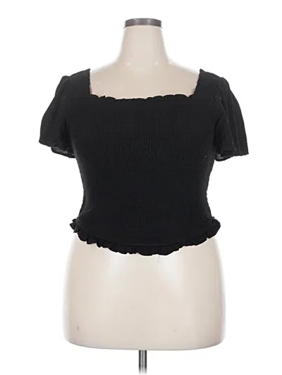 Pre-owned Torrid Short Sleeve Top Black Sweetheart Neckline Tops