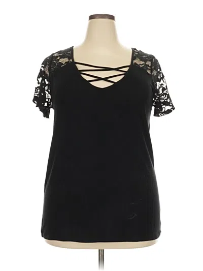 Pre-owned Torrid Short Sleeve Top Black Sweetheart Neckline Tops