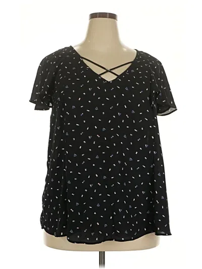 Pre-owned Torrid Short Sleeve Top Black Sweetheart Neckline Tops