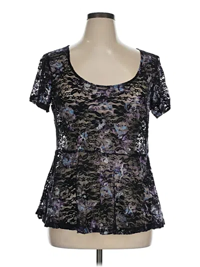 Pre-owned Torrid Short Sleeve Top Black Sweetheart Neckline Tops