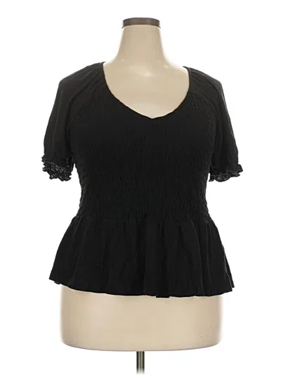 Pre-owned Torrid Short Sleeve Top Black Sweetheart Neckline Tops