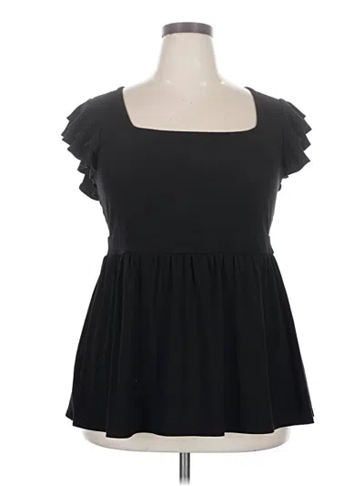 Pre-owned Torrid Short Sleeve Top Black Sweetheart Neckline Tops