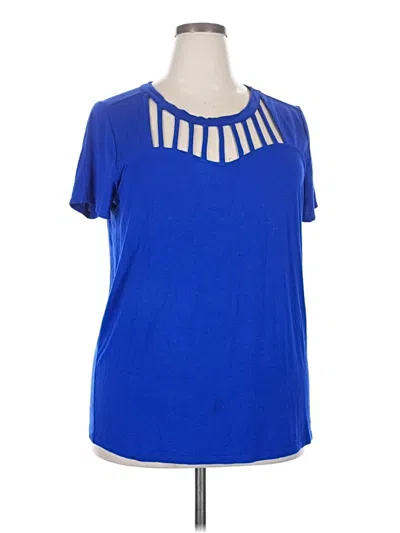 Pre-owned Torrid Short Sleeve Top Blue Keyhole Neckline Tops