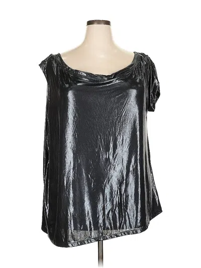 Pre-owned Torrid Short Sleeve Top Blue Metallic Pattern Scoop Neck Tops