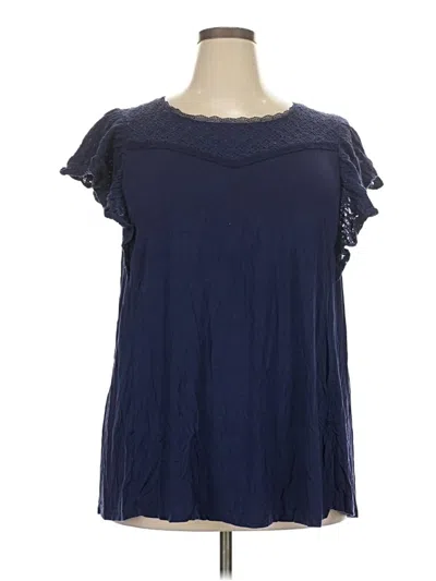 Pre-owned Torrid Short Sleeve Top Blue Ruffles Neckline Tops