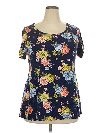 Pre-owned Torrid Short Sleeve Top Blue Scoop Neck Tops