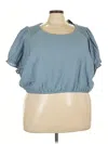 Torrid Short Sleeve Top Blue Square Neckline Tops In Blue