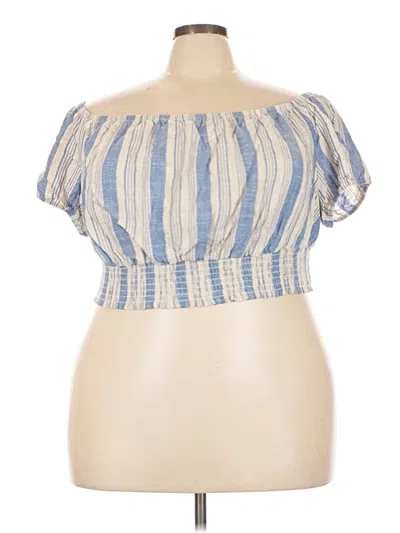 Torrid Short Sleeve Top Blue Strapless Neckline Tops