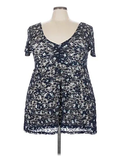 Pre-owned Torrid Short Sleeve Top Blue Sweetheart Neckline Tops
