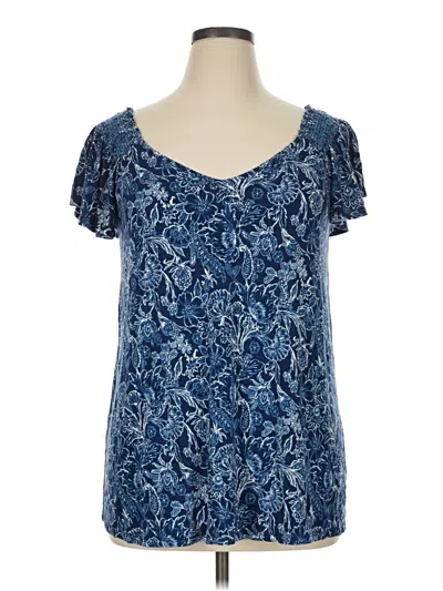 Pre-owned Torrid Short Sleeve Top Blue Sweetheart Neckline Tops