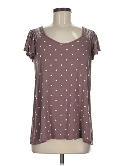 Pre-owned Torrid Short Sleeve Top Brown Polka Dots Pattern Sweetheart Neckline Tops