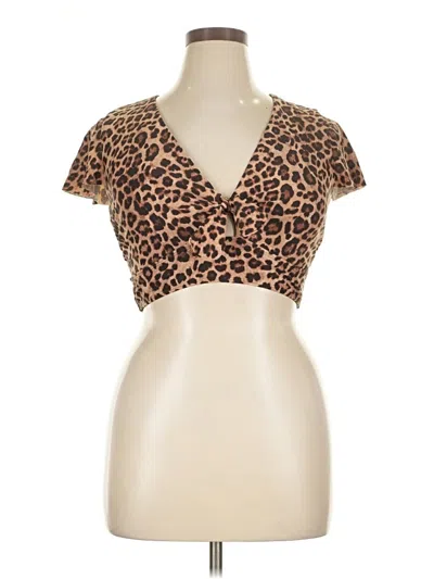 Pre-owned Torrid Short Sleeve Top Brown Sweetheart Neckline Tops