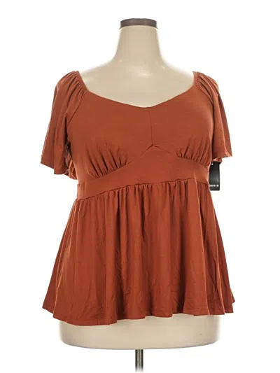 Pre-owned Torrid Short Sleeve Top Brown Sweetheart Neckline Tops