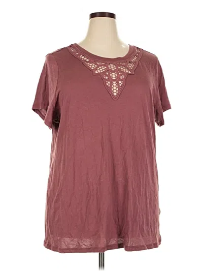 Pre-owned Torrid Short Sleeve Top Burgundy Keyhole Neckline Tops