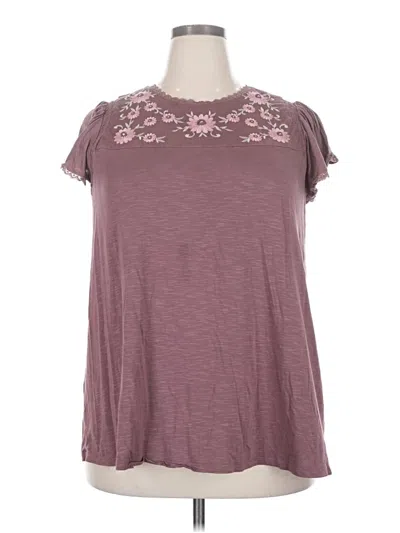 Pre-owned Torrid Short Sleeve Top Burgundy Mock Neckline Tops