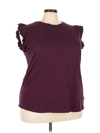 Pre-owned Torrid Short Sleeve Top Burgundy Ruffles Neckline Tops
