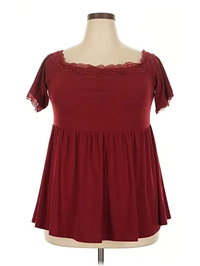 Pre-owned Torrid Short Sleeve Top Burgundy Sweetheart Neckline Tops