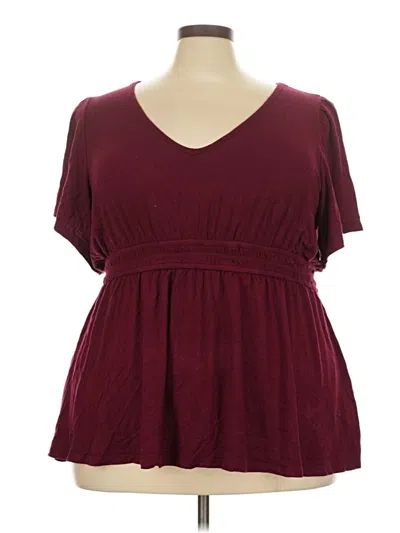 Pre-owned Torrid Short Sleeve Top Burgundy Sweetheart Neckline Tops