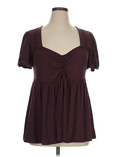 Pre-owned Torrid Short Sleeve Top Burgundy Sweetheart Neckline Tops