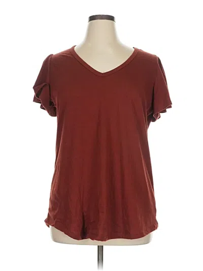 Pre-owned Torrid Short Sleeve Top Burgundy V Neck Tops