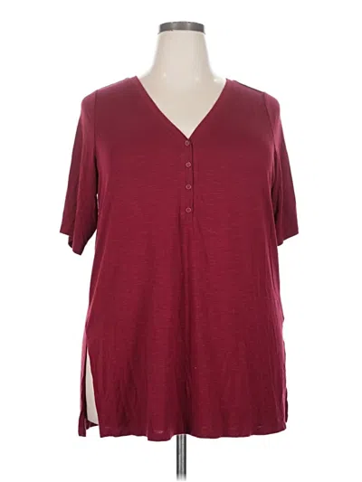 Pre-owned Torrid Short Sleeve Top Burgundy V Neck Tops