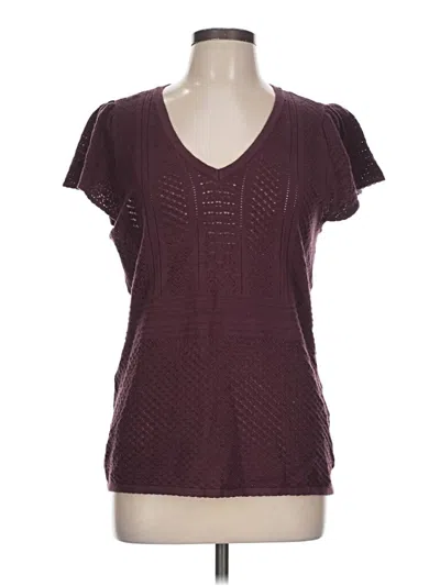 Pre-owned Torrid Short Sleeve Top Burgundy V Neck Tops